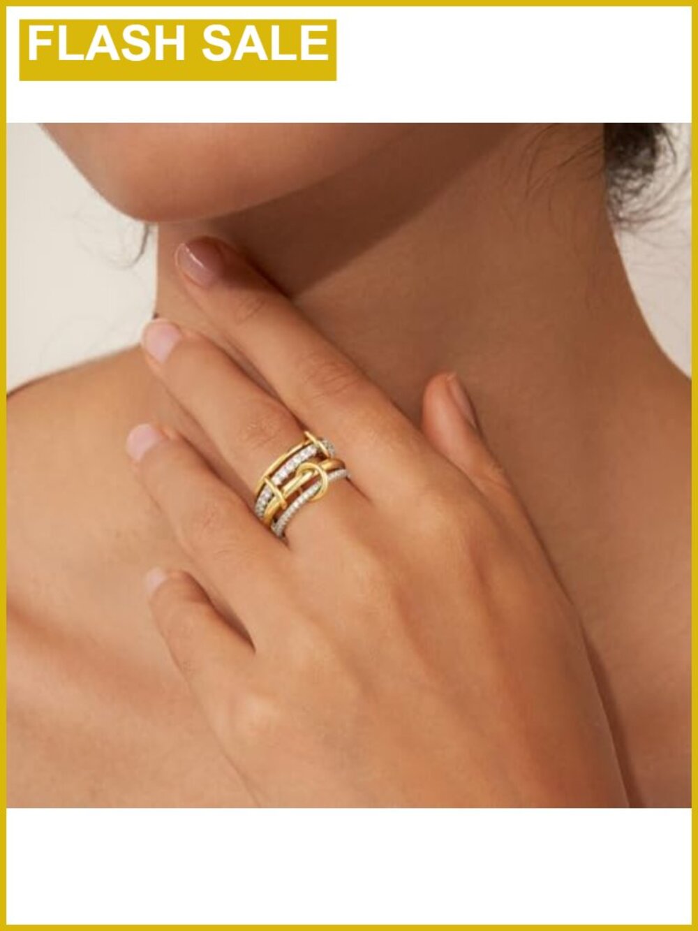 14K Gold Silver Plated Stackable Rings Set Wedding Ring - Picture 4 of 6